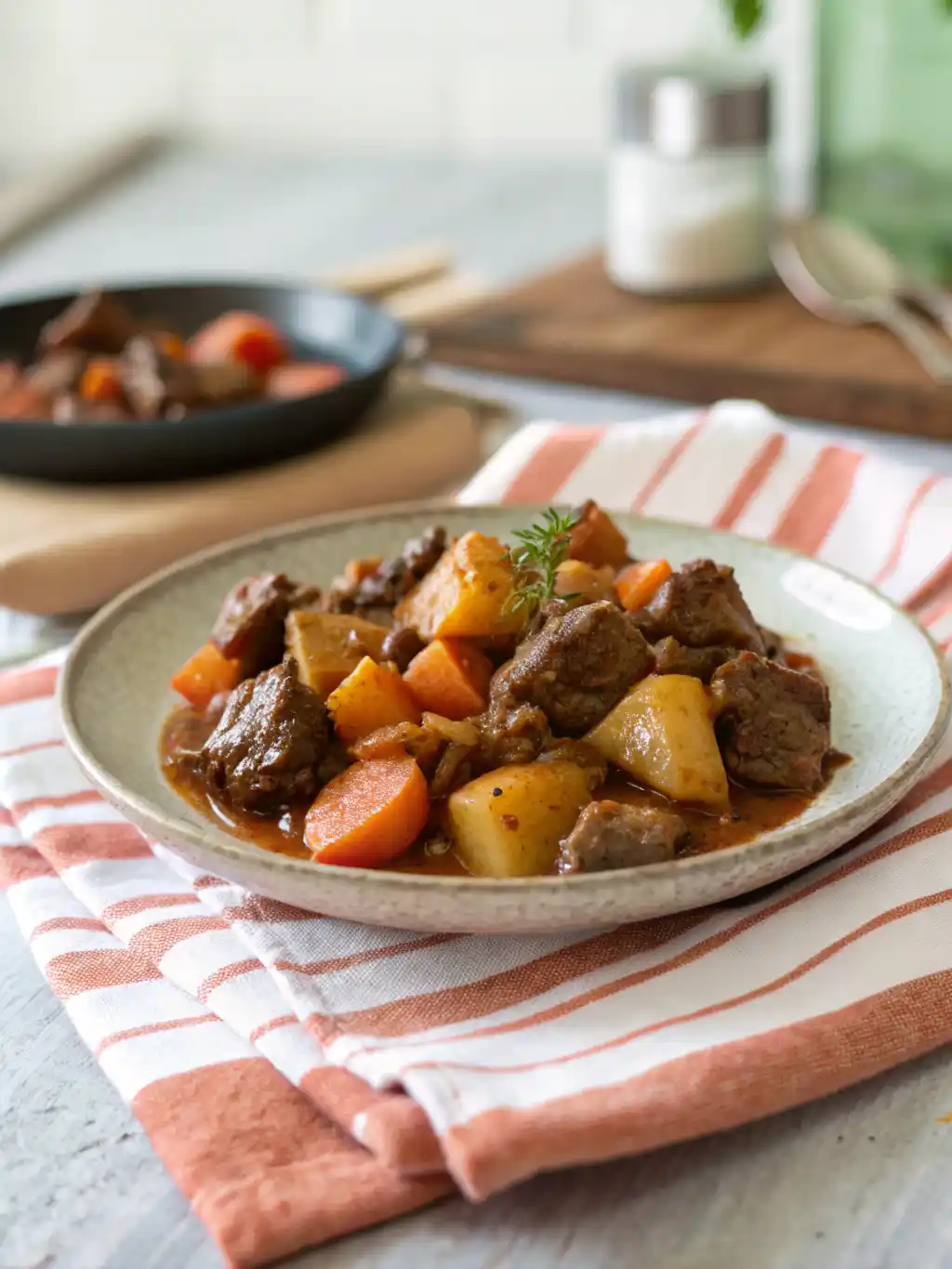 Hearty Air Fryer Beef Stew: Easy Comfort Food! 15 Air Fryer Beef Stew recipe with tender beef chunks, potatoes, carrots, and rich broth served in a bowl.