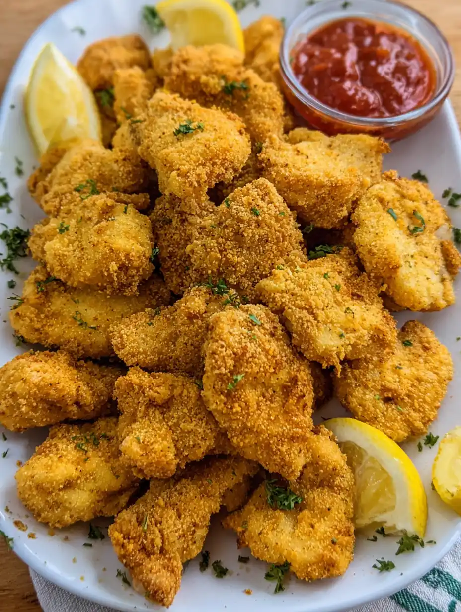 air fryer catfish nuggets served