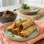 Beef taquitos air fryer recipe with crispy golden taquitos filled with seasoned beef and cheese.