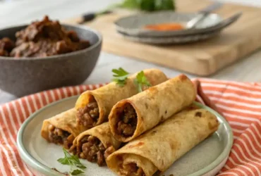 Beef taquitos air fryer recipe with crispy golden taquitos filled with seasoned beef and cheese.