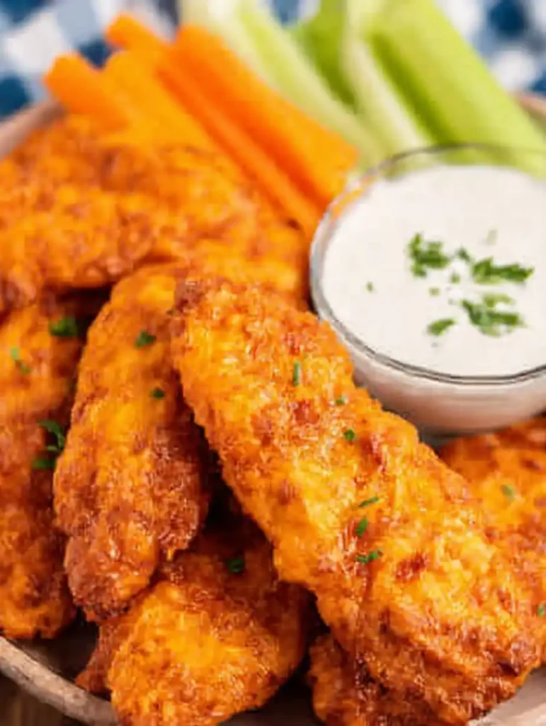Spicy Buffalo Chicken Tenders Air Fryer Recipe 28 buffalo chicken tenders air fryer served