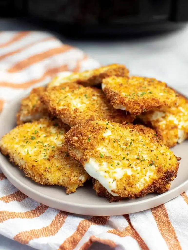 10 Minutes Air Fried Mozzarella Slices – Gooey & Crispy 28 Air Fried Mozzarella Slices