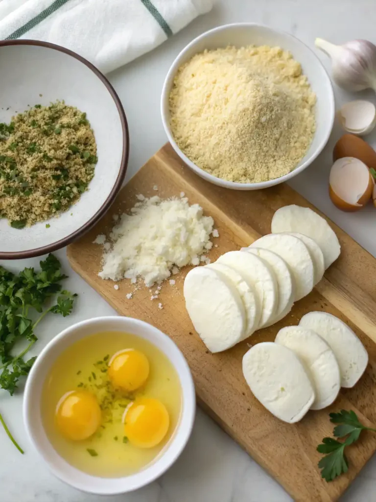 10 Minutes Air Fried Mozzarella Slices – Gooey & Crispy 26 Ingredients for air fried mozzarella slices recipe