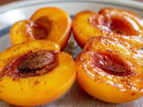 Air Fryer Apricots – Easy Sweet & Healthy Dessert Recipe 46 Caramelized air fryer apricots served with honey drizzle