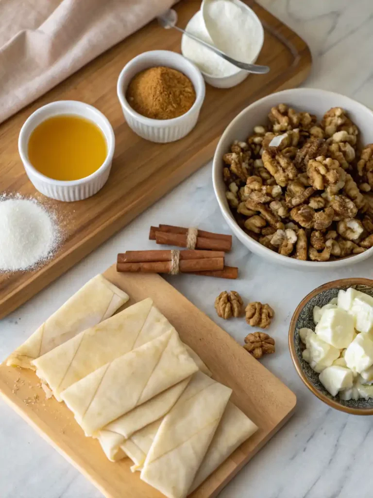 Ingredients for air fryer baklava recipe