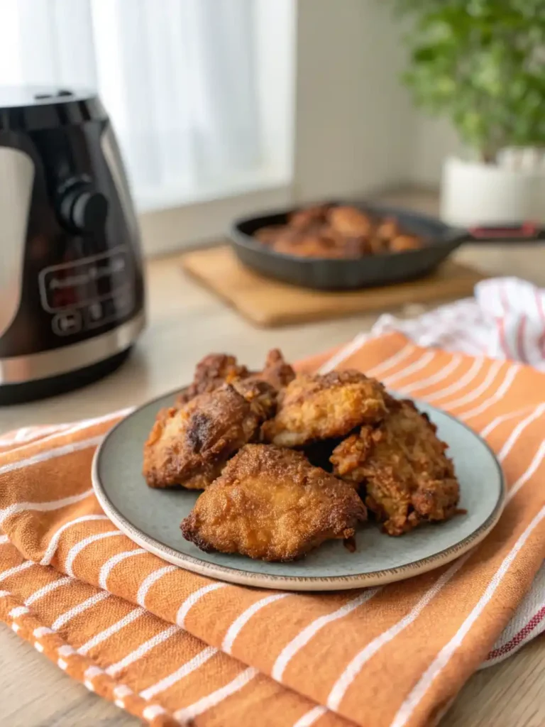 Easy Air Fryer Boneless Chicken Thighs 29 Air fryer boneless chicken thighs served with rice and