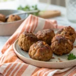 Crispy air fryer chicken shawarma meatballs on a plate
