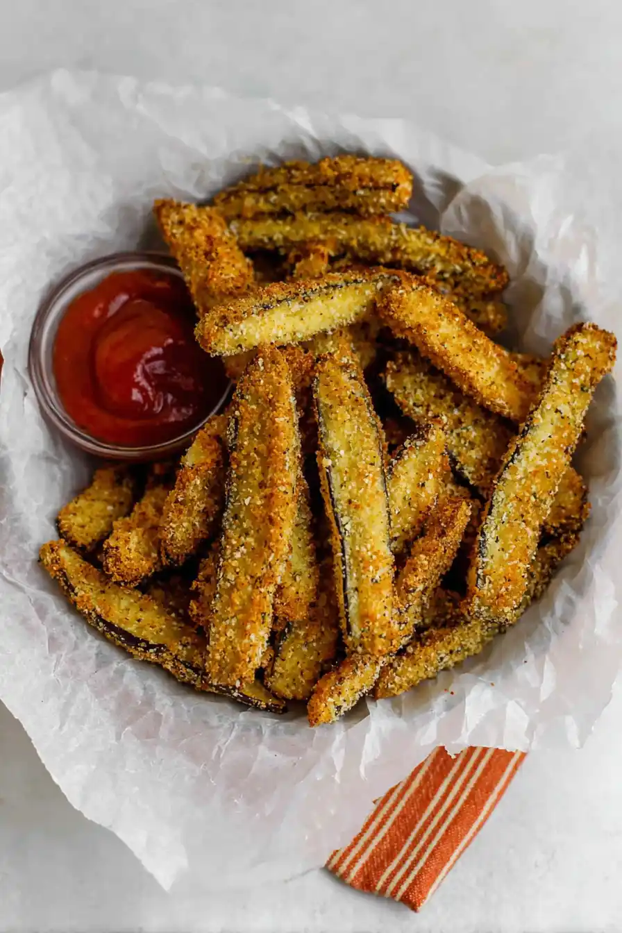 20 Minutes Air Fryer Eggplant Fries – Crispy & Healthy 27 Air fryer eggplant fries served with dipping sauce