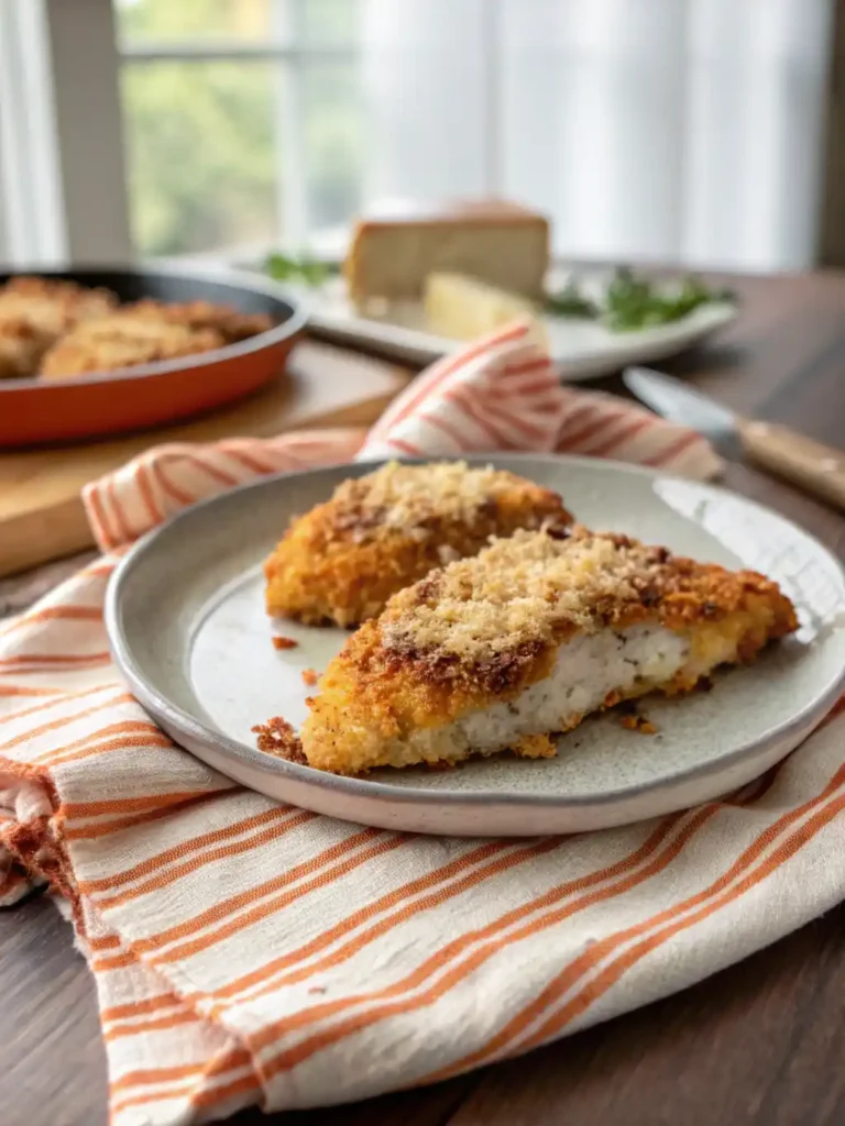 Air Fryer Parmesan Crusted Chicken – Juicy & Flavorful 28 Parmesan crusted chicken cooking in the air fryer basket
