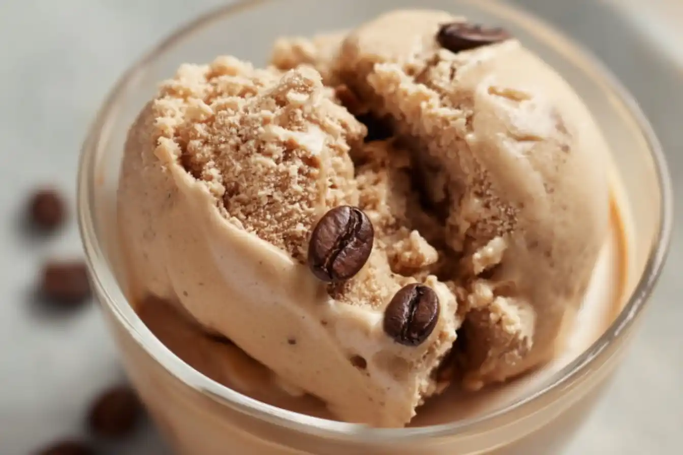Creamy Ninja Creami coffee ice cream in a bowl