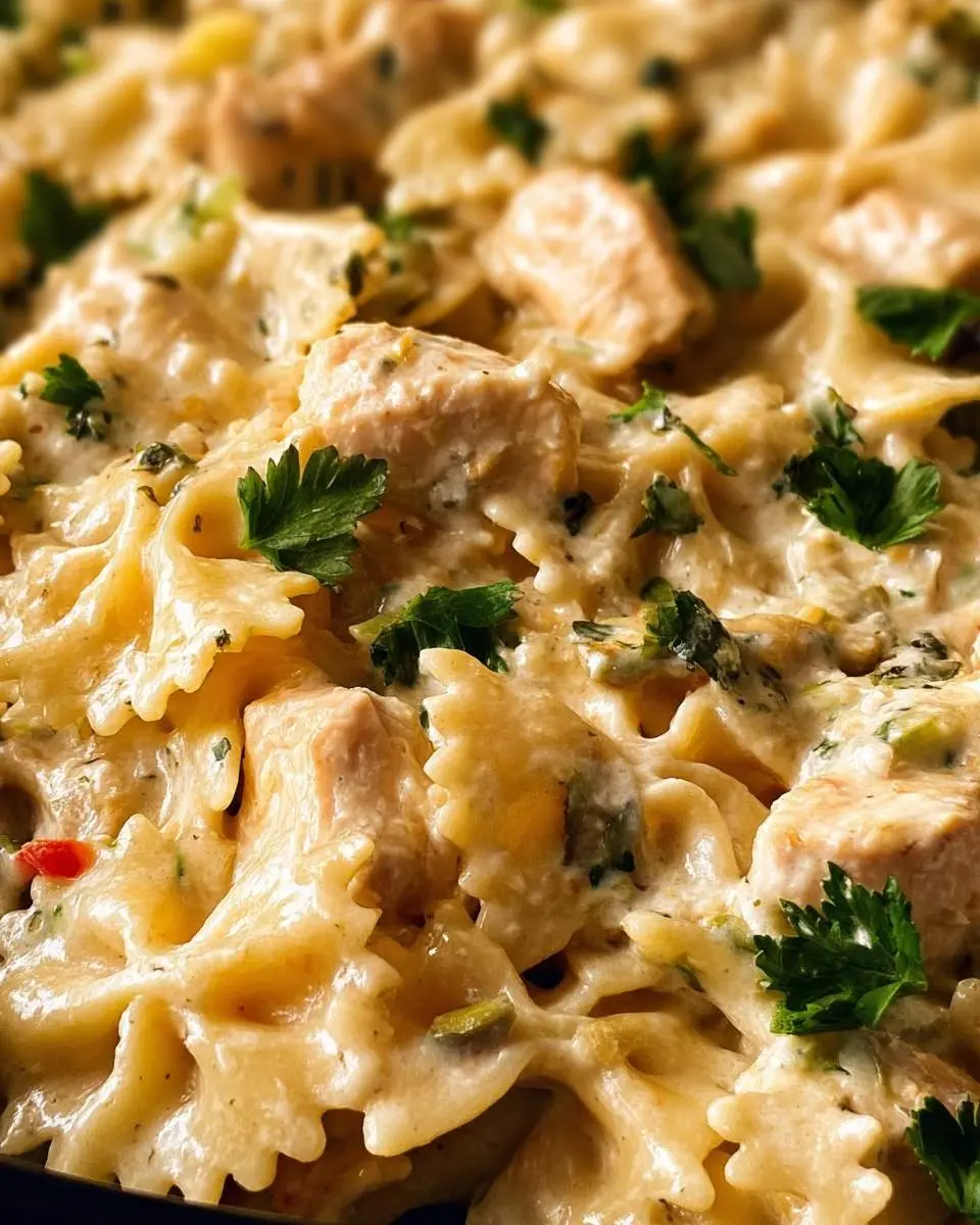 cheesy bowtie pasta with garlic parmesan chicken recipe