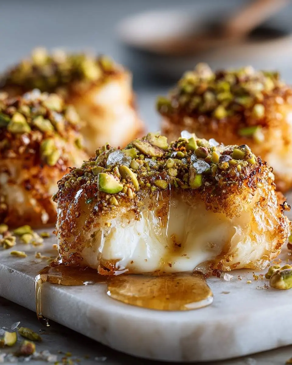 pistachio crusted brie bites