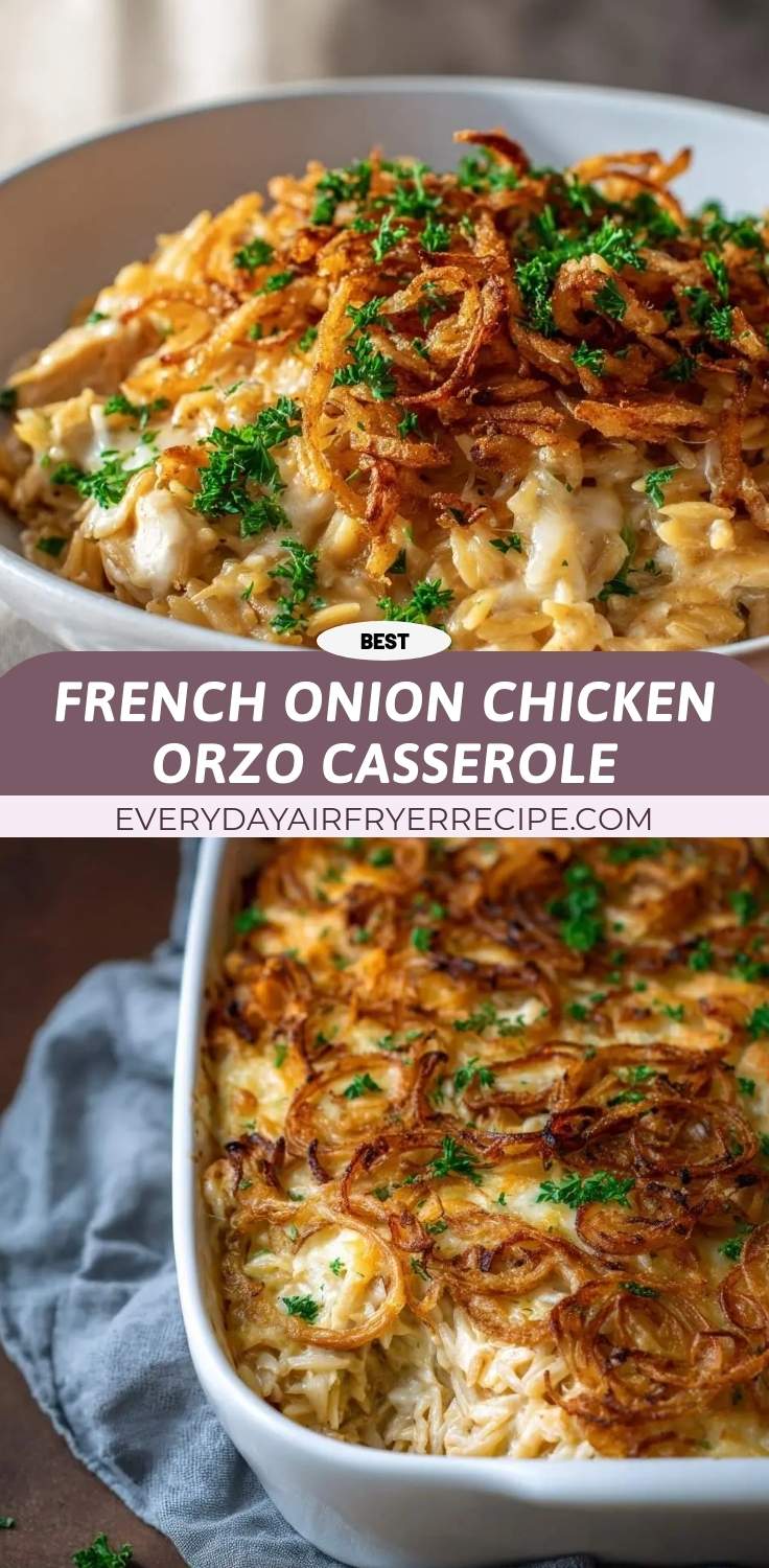 french onion chicken orzo casserole pinterest