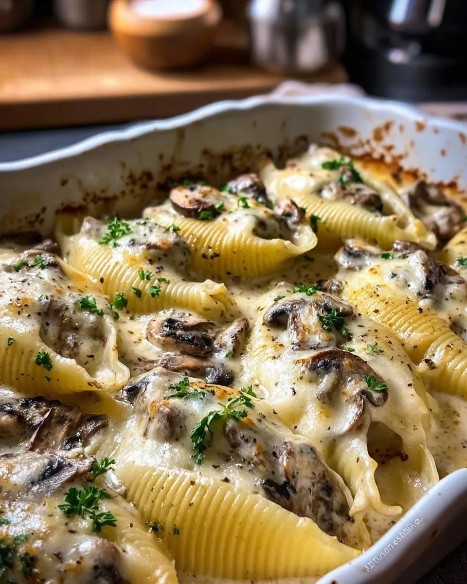 garlic mushroom stuffed shells recipe