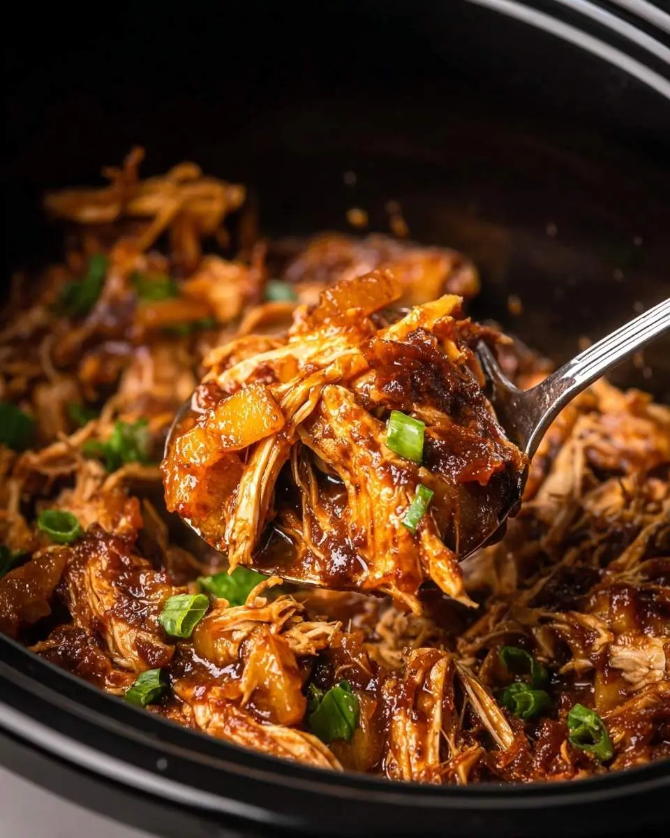 slow cooker tropical pulled chicken