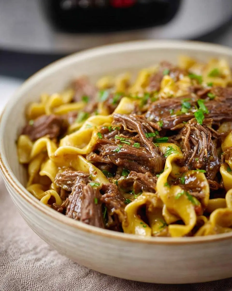 crock pot mississippi beef noodles recipe 1
