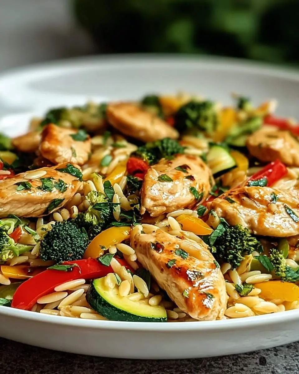 lemon chicken and veggie orzo recipe