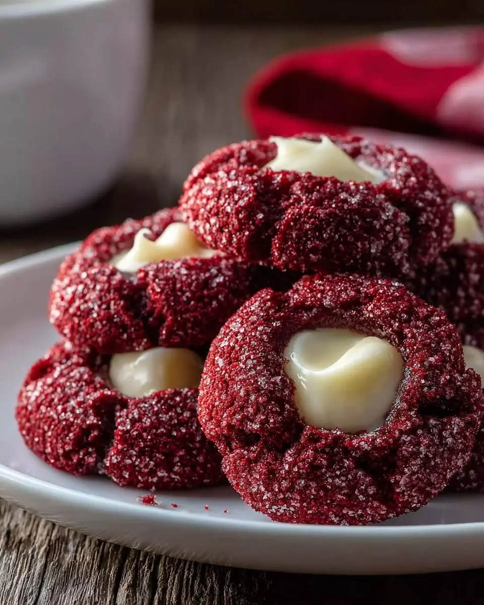 red velvet thumbprint cookies
