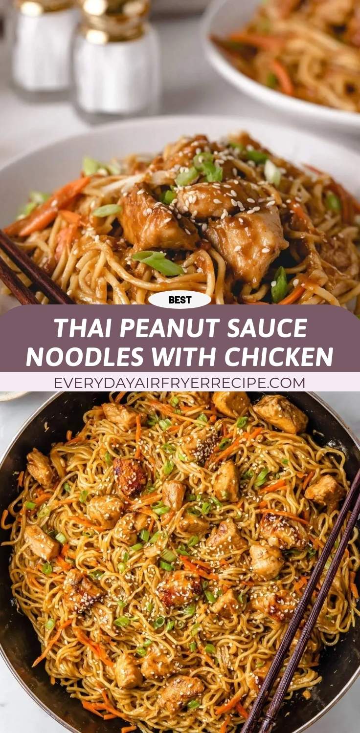 thai peanut sauce noodles with chicken pinterest