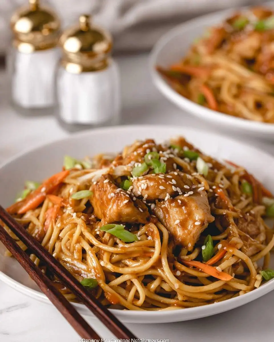 thai peanut sauce noodles with chicken recipe