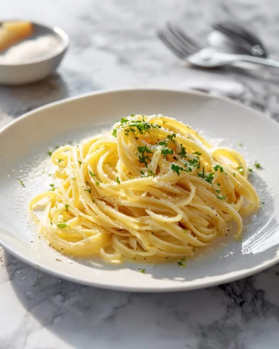 butter noodles 28 Close-up of a perfectly plated serving of savory butter noodles, sprinkled with fresh parsley and grated Parmesan cheese.