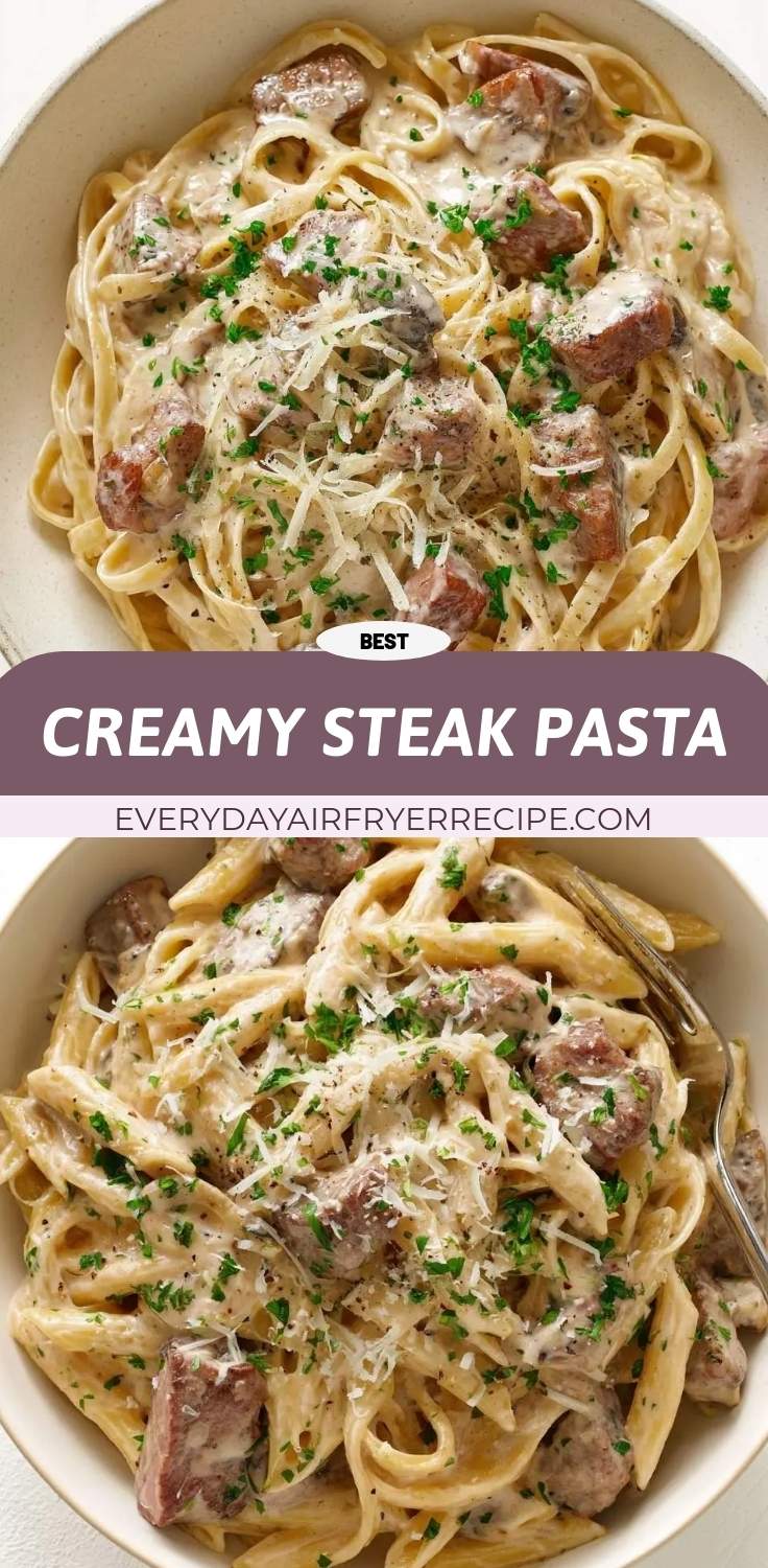 creamy steak pasta pinterest