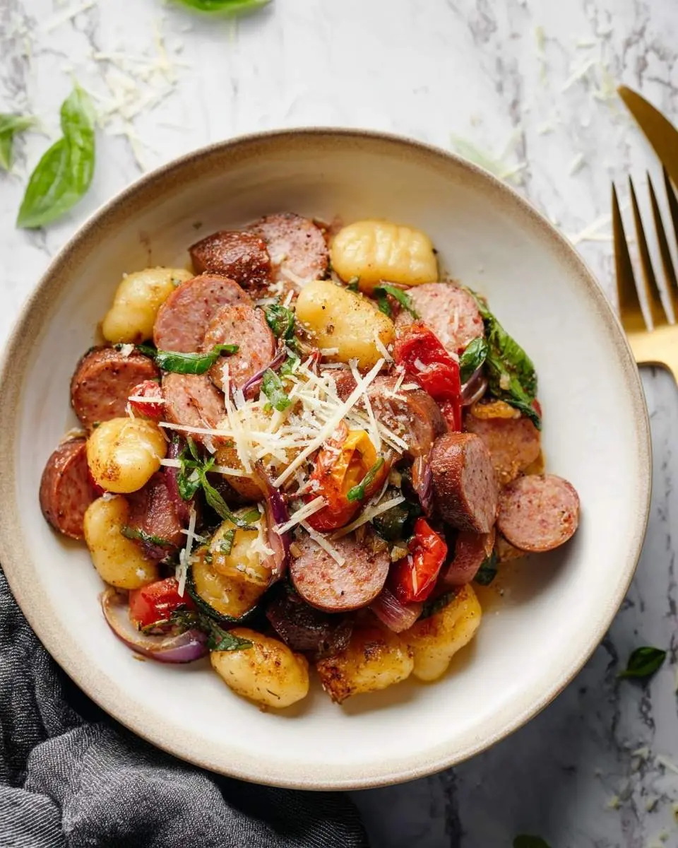 sheet pan gnocchi with kielbasa and vegetables