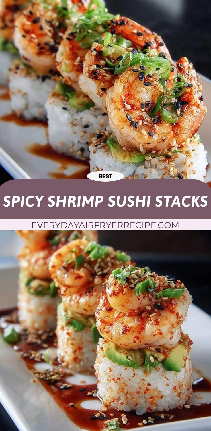 spicy shrimp sushi stacks pinterest