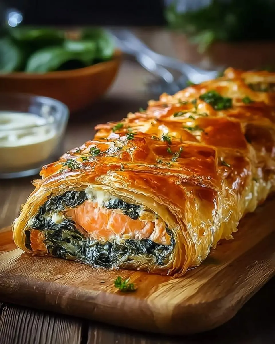 spinach and cheese salmon wellington