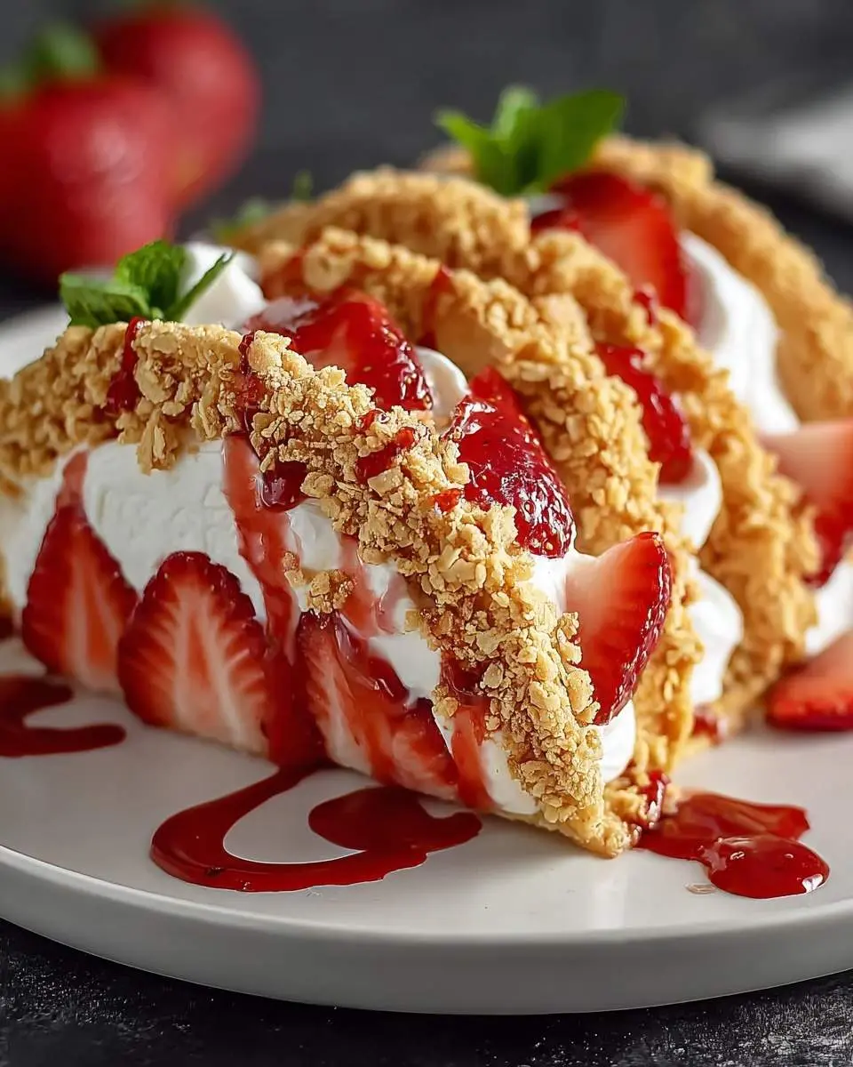 strawberry crunch cheesecake tacos
