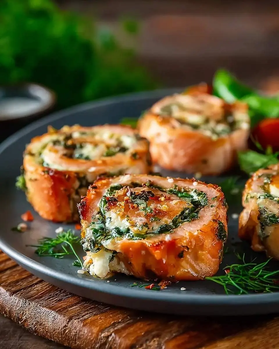 stuffed salmon pinwheels recipe