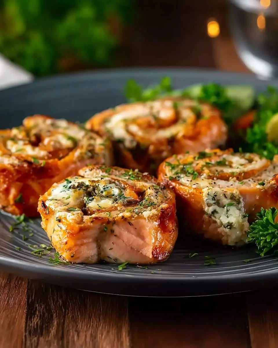 stuffed salmon pinwheels