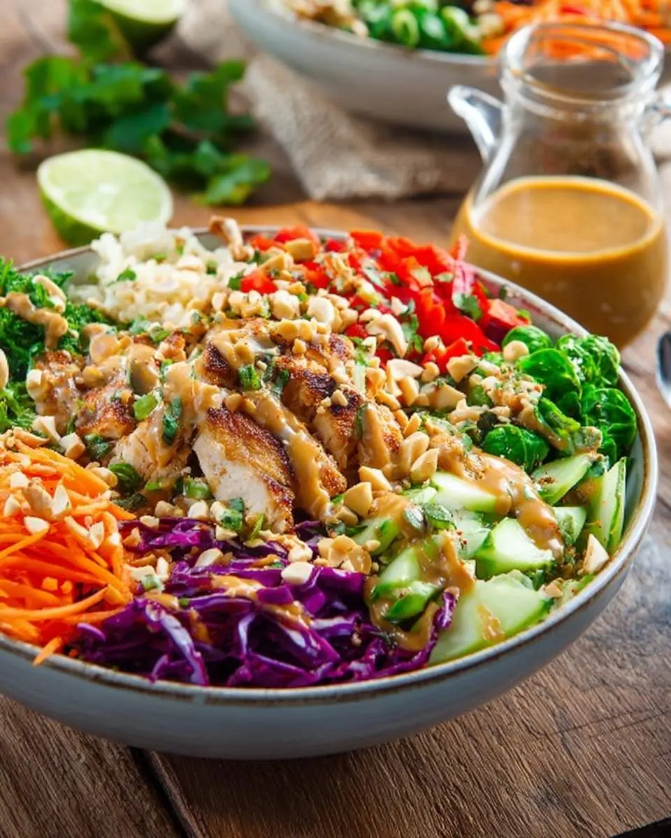 thai peanut chicken buddha bowl recipe