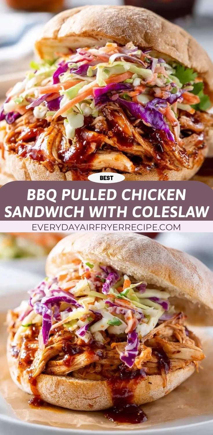 bbq pulled chicken sandwich with coleslaw pinterest