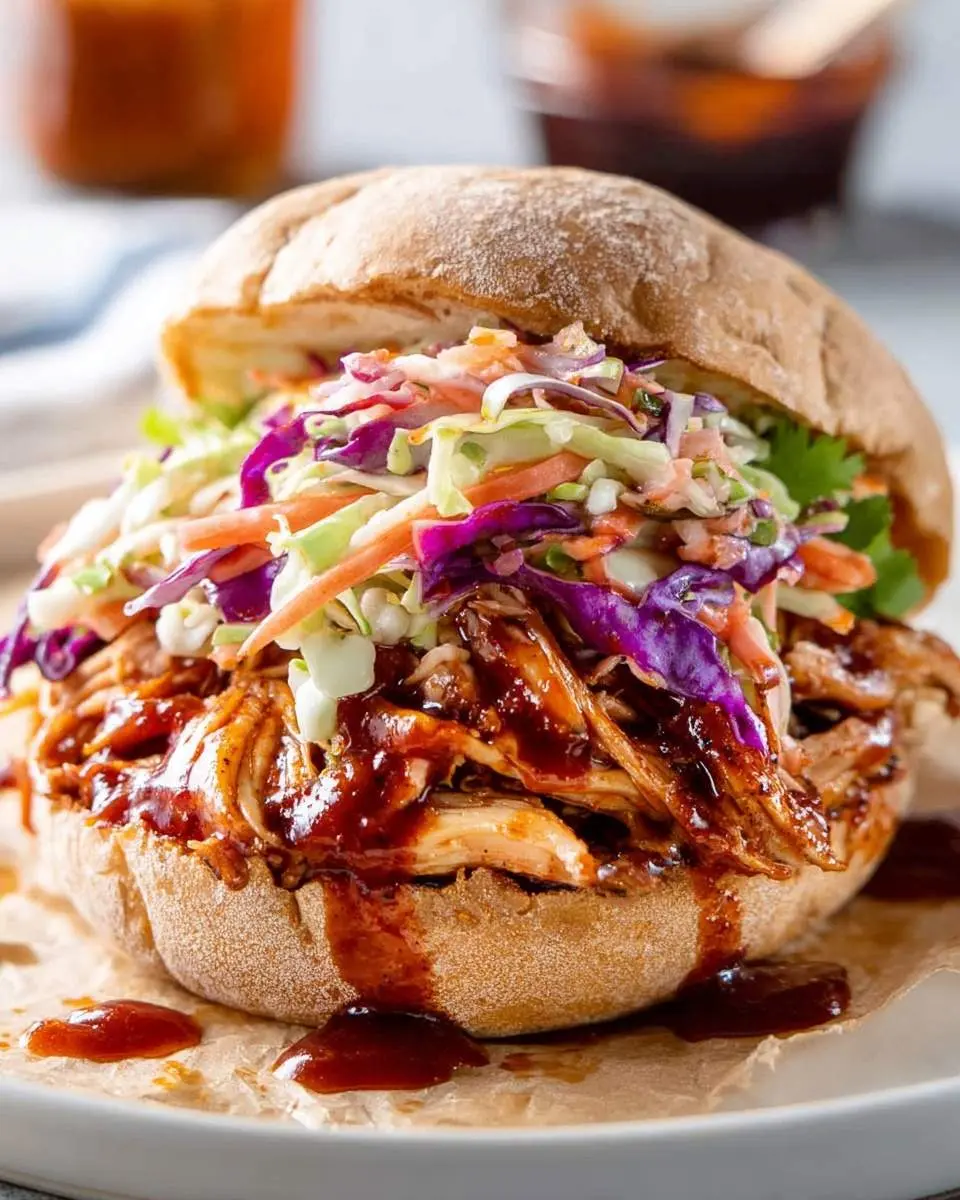 bbq pulled chicken sandwich with coleslaw recipe 1