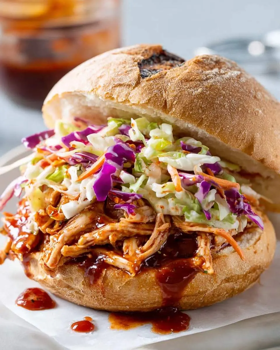 bbq pulled chicken sandwich with coleslaw recipe