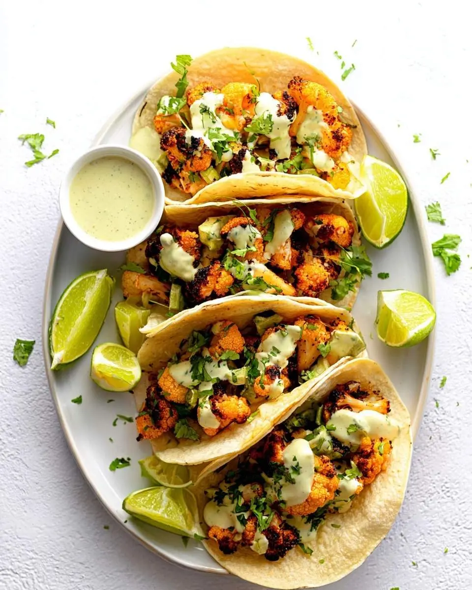 cauliflower tacos with cilantro lime crema