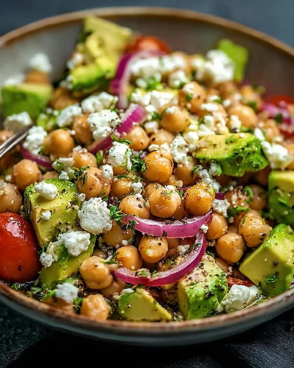 chickpea feta avocado salad