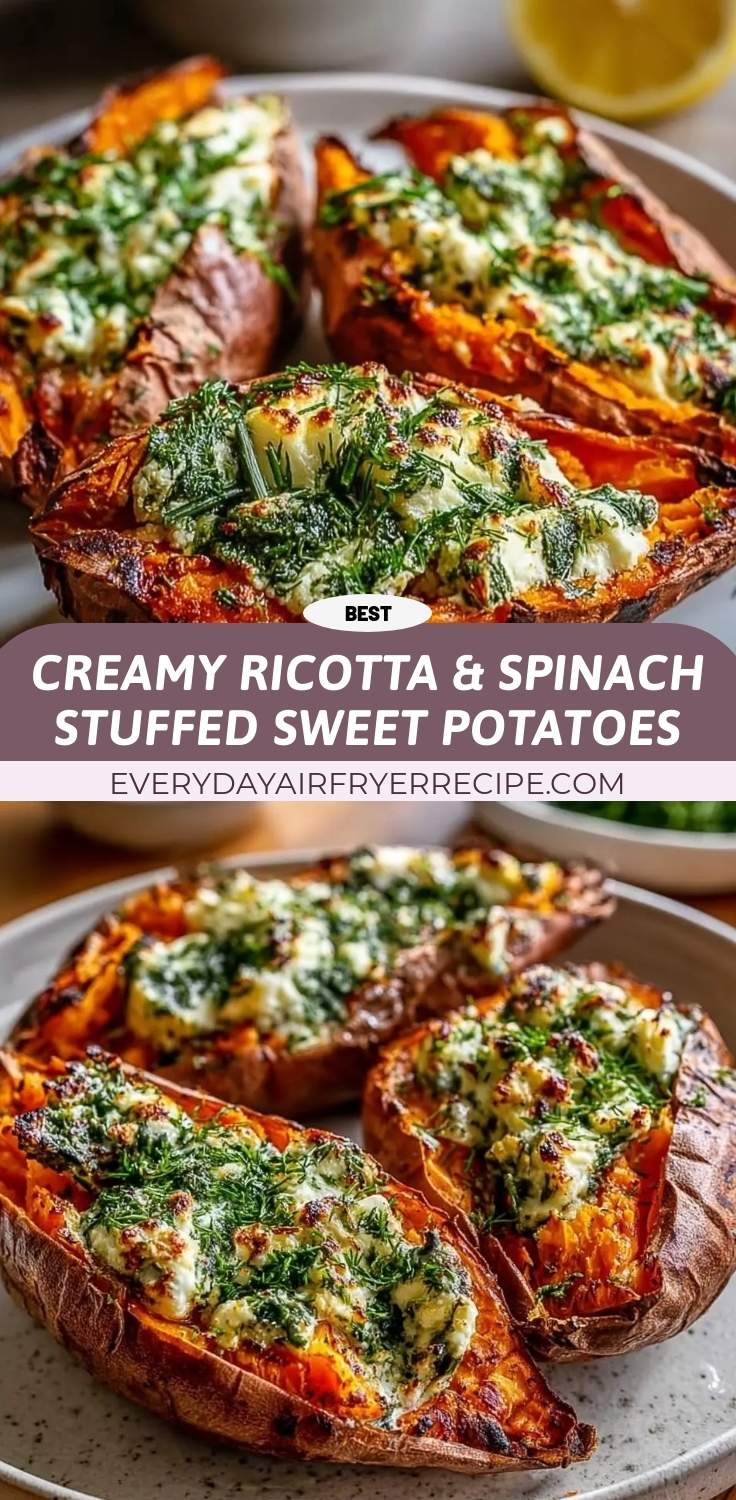 creamy ricotta spinach stuffed sweet potatoes pinterest