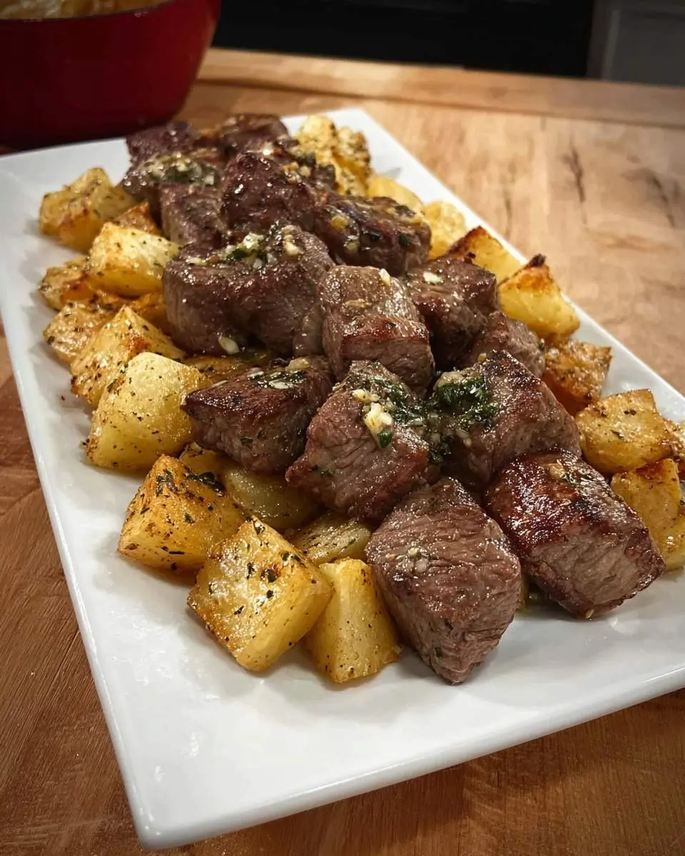 garlic steak bites and potatoes recipe 1