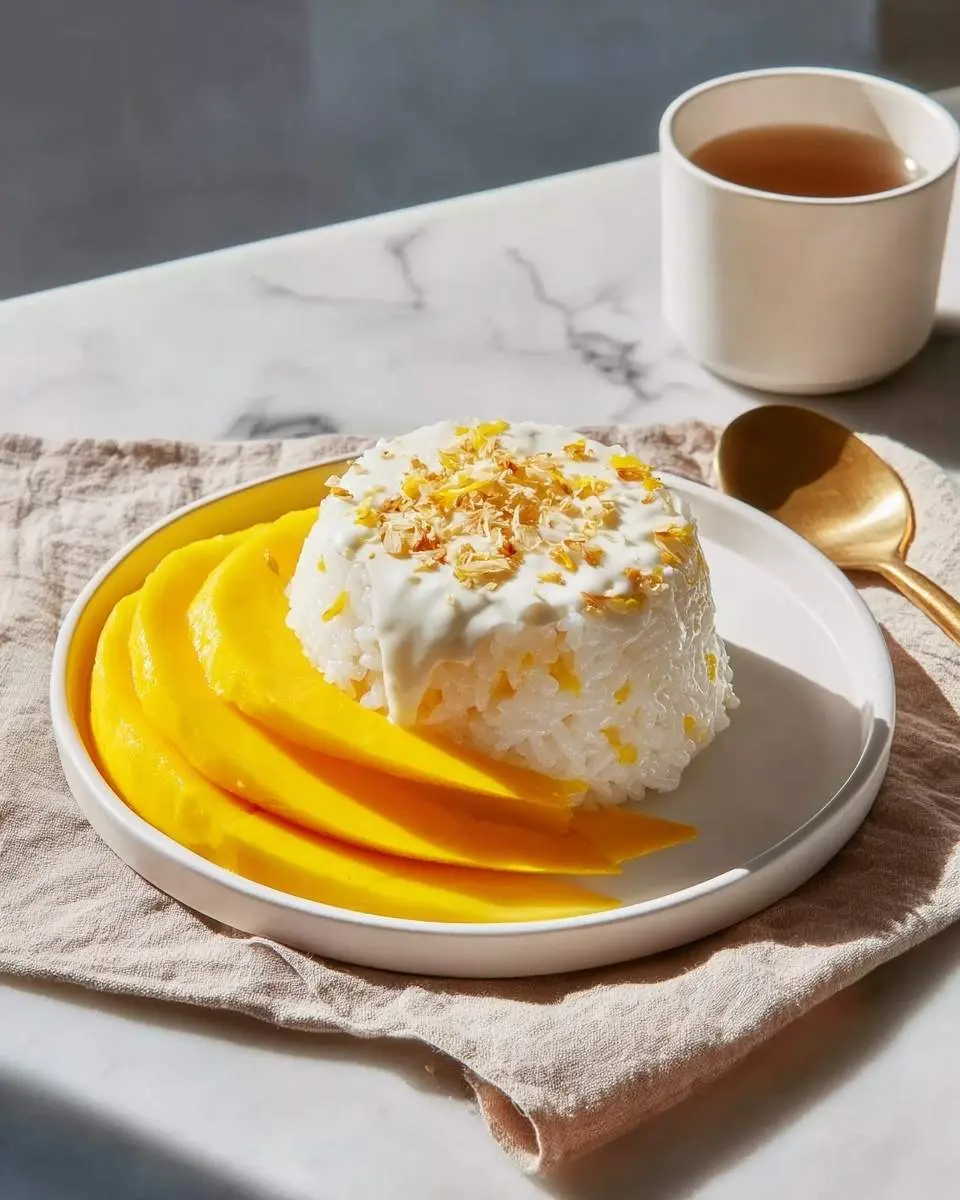 mango sticky rice recipe with coconut cream topping