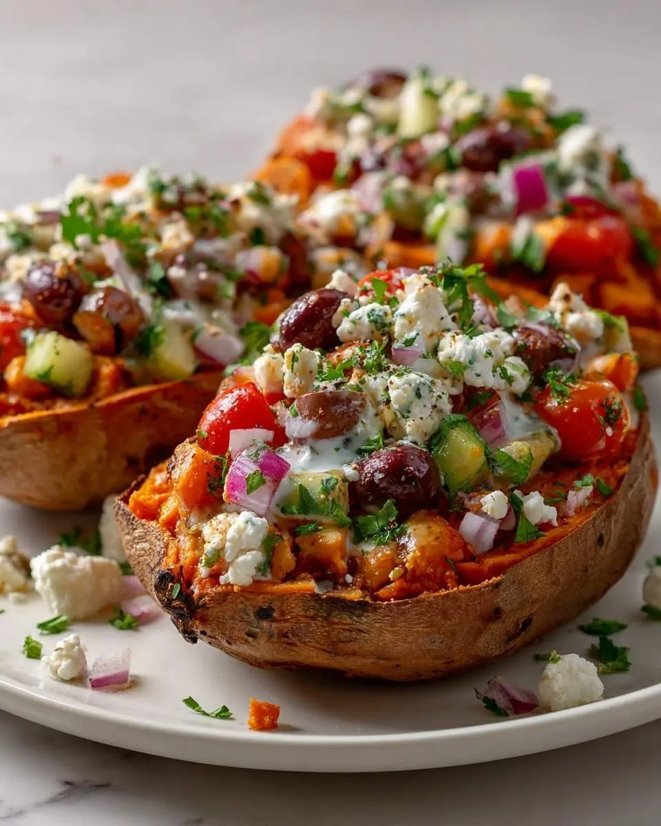 mediterranean stuffed sweet potatoes recipe