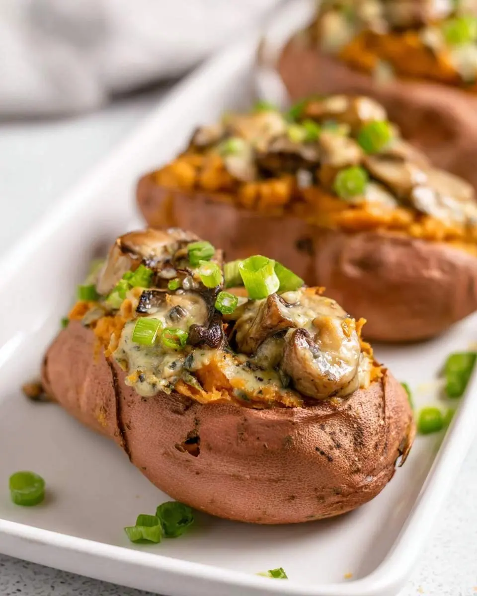mushroom stuffed sweet potatoes recipe
