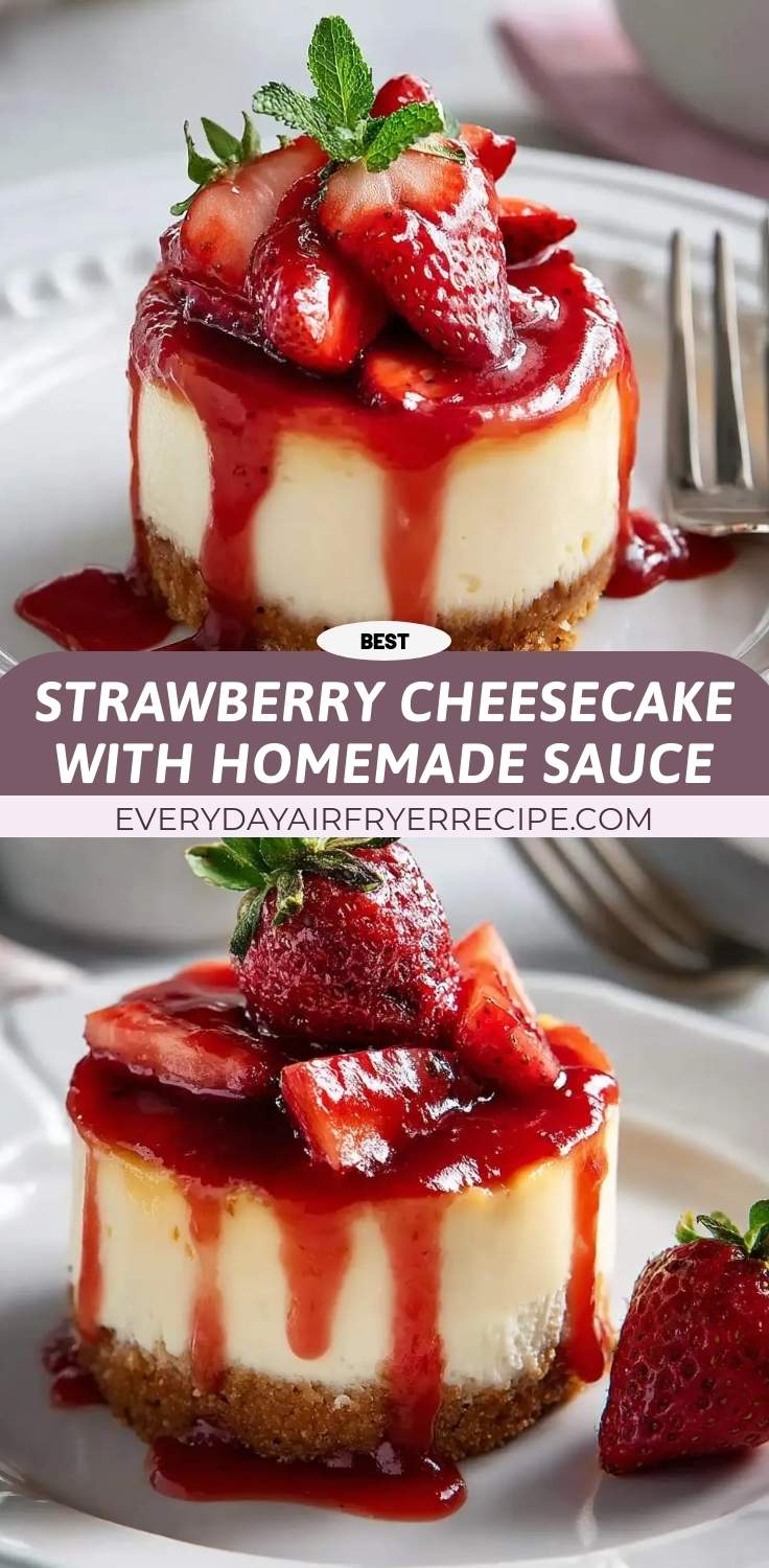 strawberry cheesecake with homemade sauce pinterest