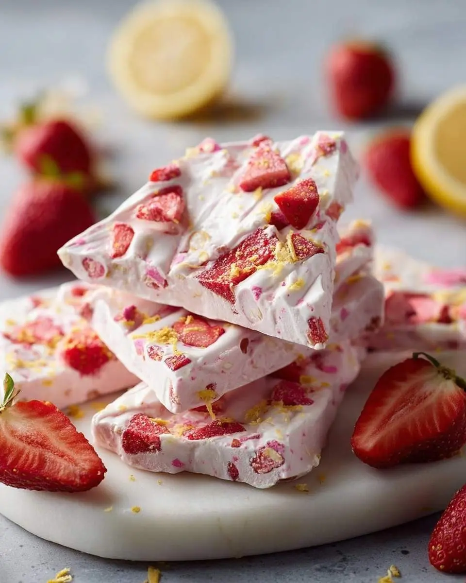 strawberry lemon frozen yogurt bark recipe 1