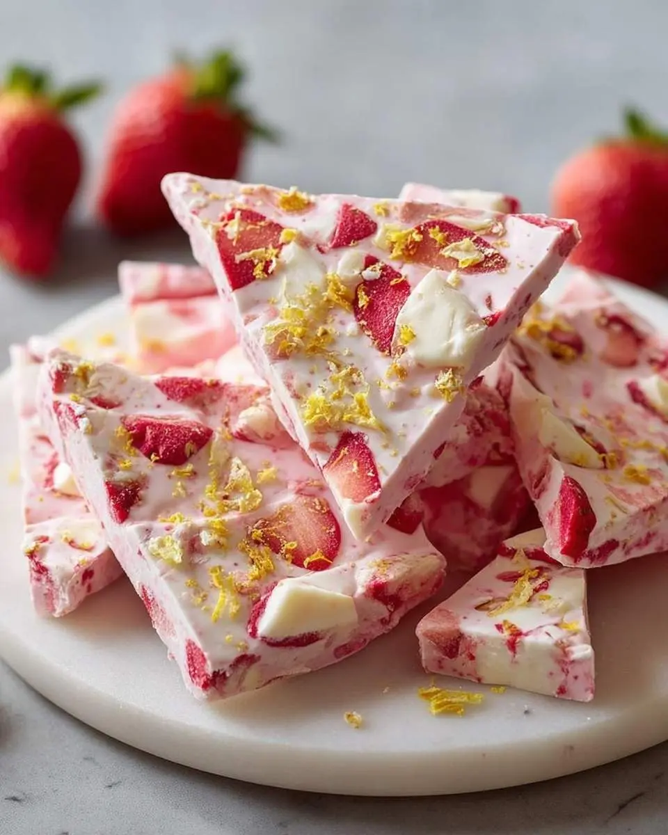 strawberry lemon frozen yogurt bark recipe
