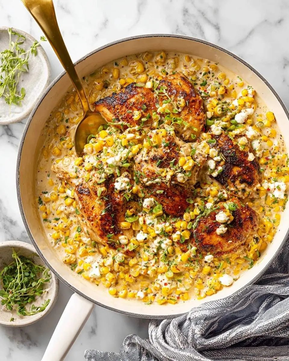 creamy street corn chicken skillet