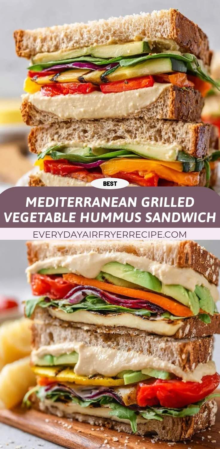 mediterranean grilled vegetable hummus sandwich pinterest