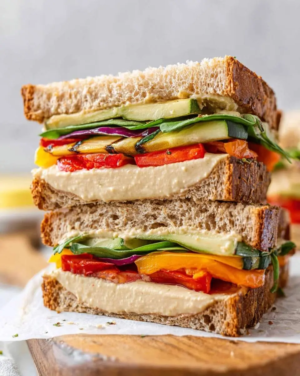 mediterranean grilled vegetable hummus sandwich recipe 1