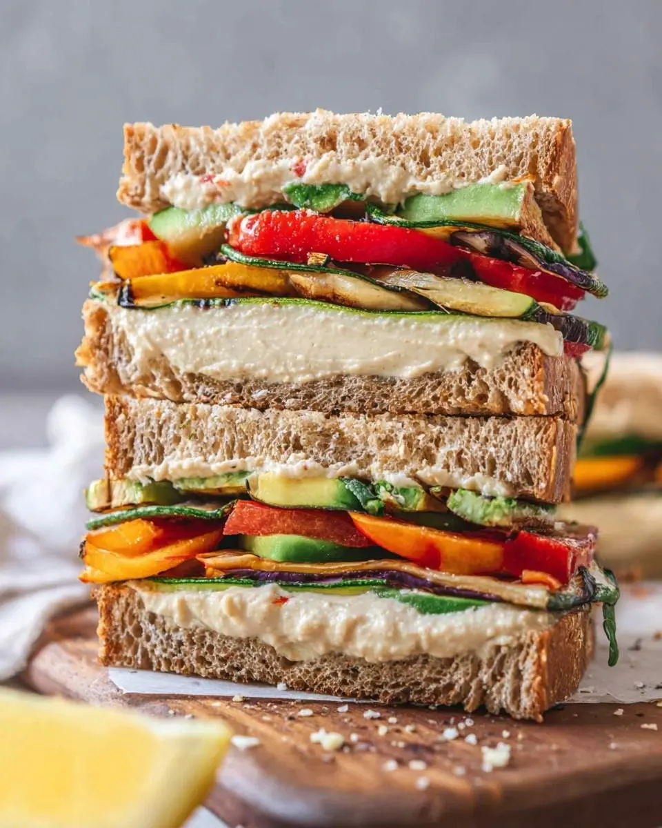 mediterranean grilled vegetable hummus sandwich recipe